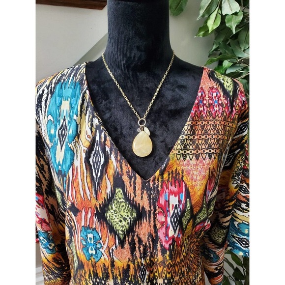 Boobie Brooks Women's Multicolor V-Neck Dolman Sleeve Knee Length Coverup L/XL - Picture 2 of 12